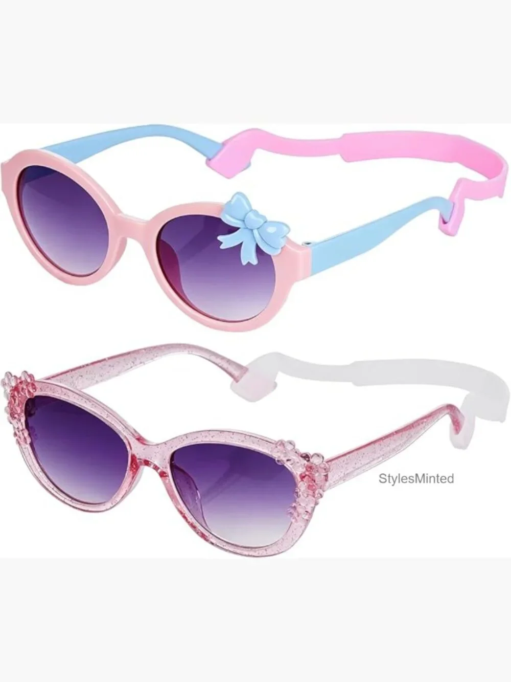 Girls Sunglasses with Strap Multishaped Beach Toddler 3-10